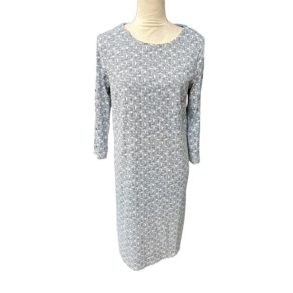 J. McLaughlin Catalina Blue/White Terrace Print Miley Snap Sleeve Dress - M - Picture 2 of 9